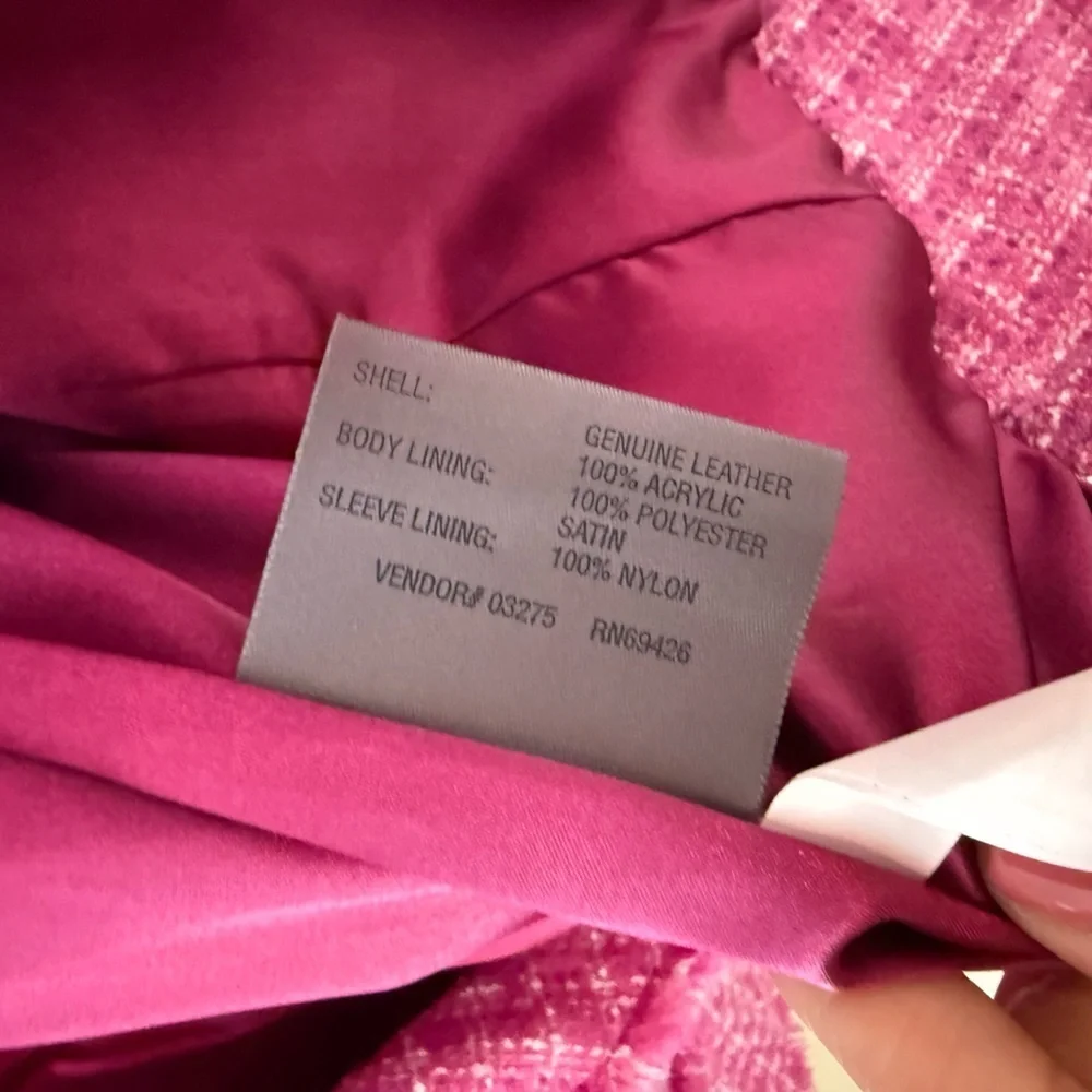 Wilsons Leather maxima Y2K jacket Pink Suede Leather butterfly Elle woods size L - Picture 8 of 8